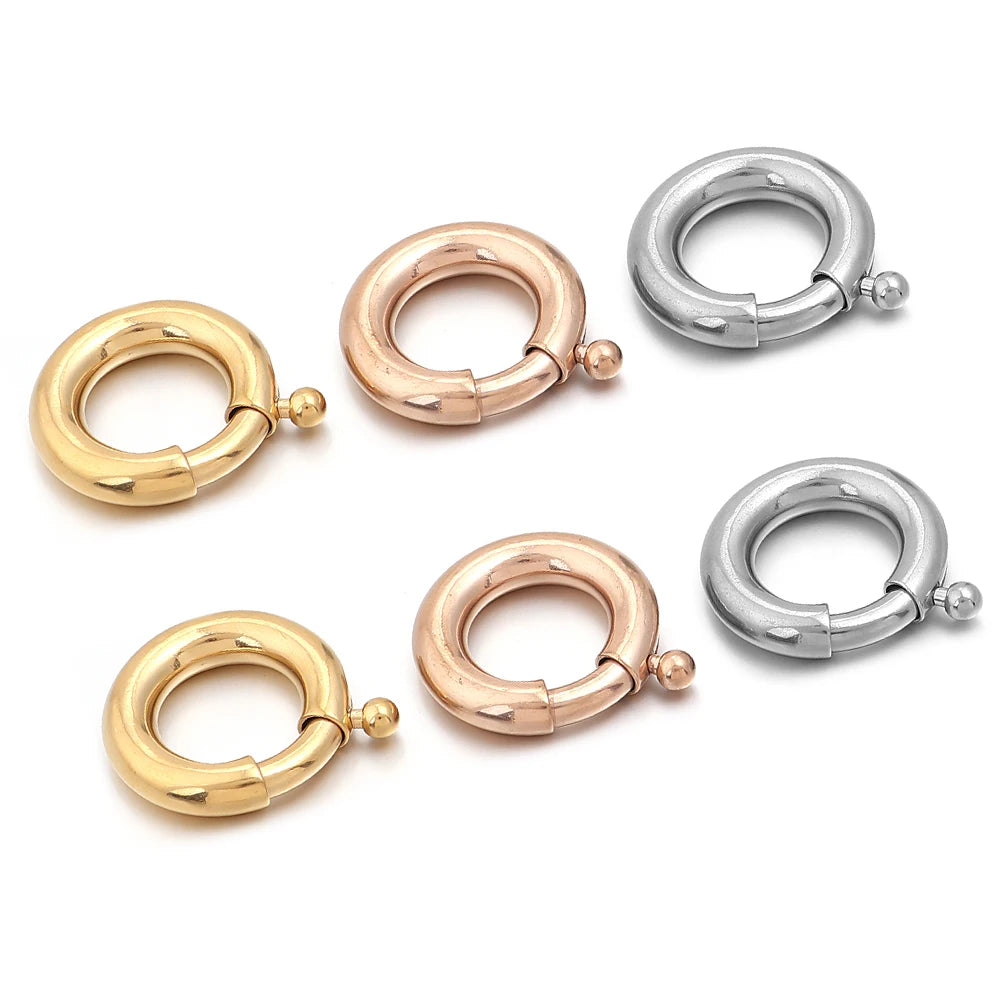 2pcs Stainless Steel Spring Clasps Round Ring Clasp Hooks Buckle Connectors For DIY Jewelry Making Bracelet Necklace Accessories Aurexia off