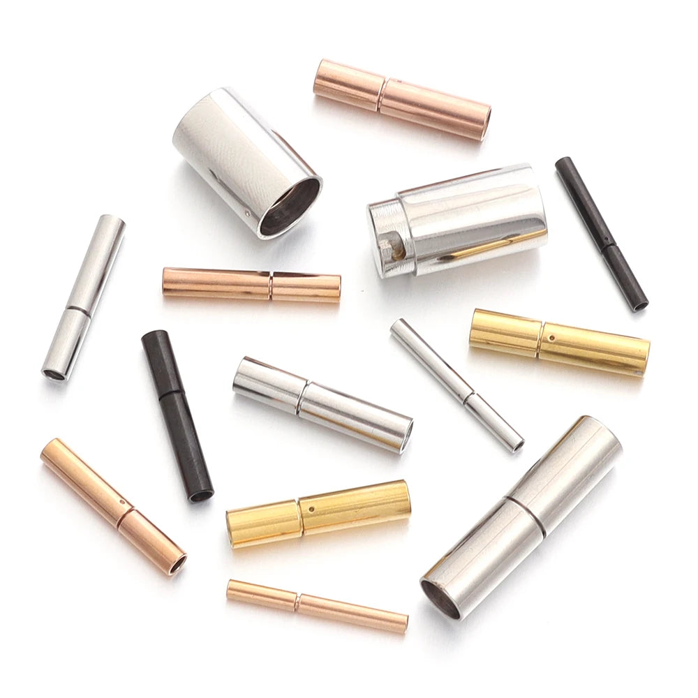 2pcs 1.2-8.2mm Stainless Steel Leather Cord End Caps Cylinder Tube Clasps Buckles Connectors for DIY Jewelry Making Findings Aurexia off