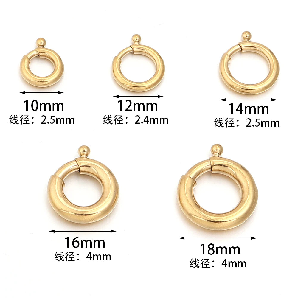 2pcs Stainless Steel Spring Clasps Round Ring Clasp Hooks Buckle Connectors For DIY Jewelry Making Bracelet Necklace Accessories Aurexia off