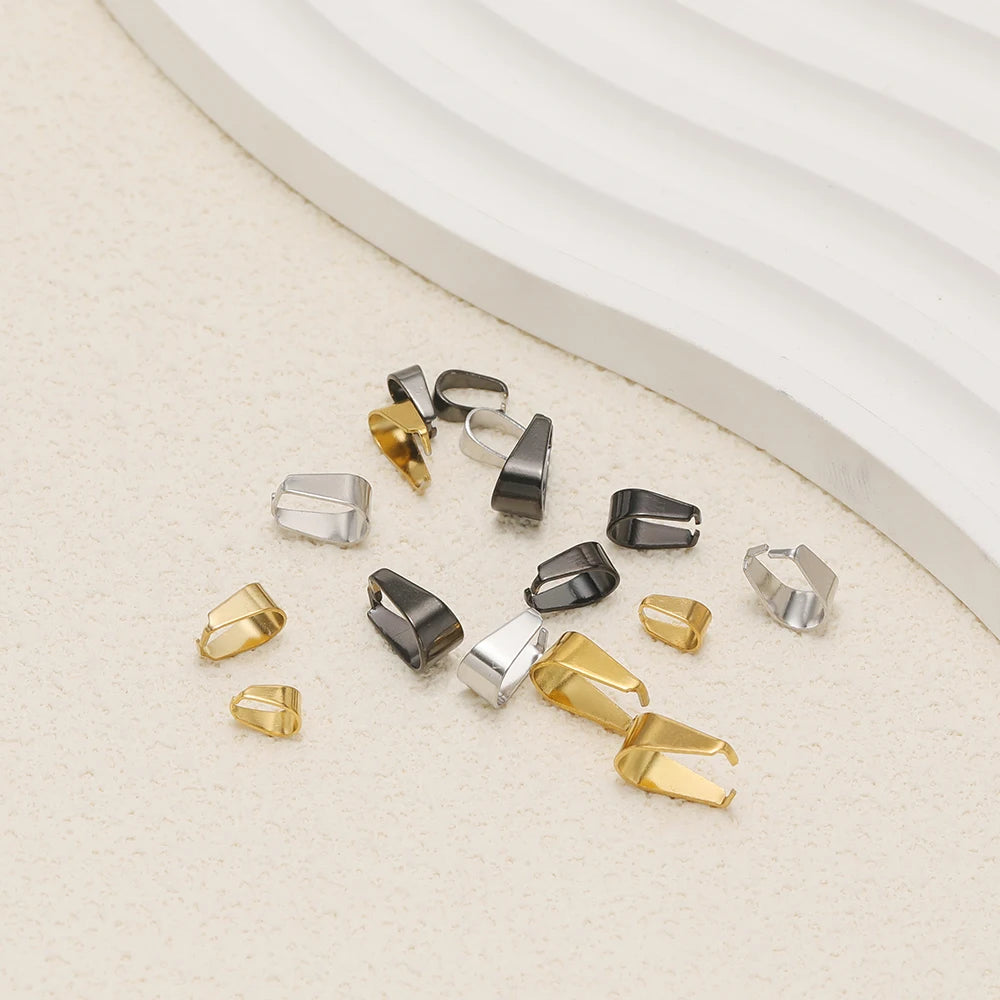 50pcs Stainless Steel Black/Gold Color Pinch Clip Clasps Pendant Buckle Connectors DIY Jewelry Making Necklace Earrings Material Aurexia off