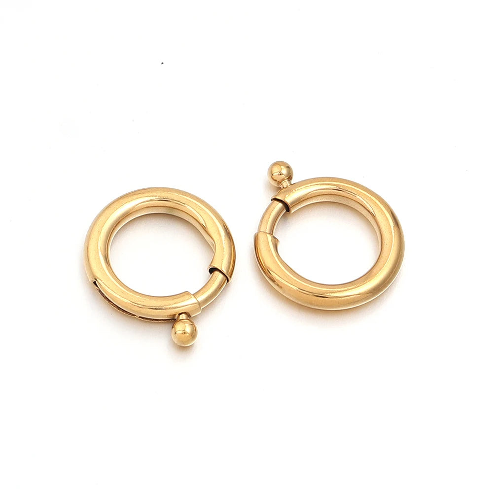 2pcs Stainless Steel Spring Clasps Round Ring Clasp Hooks Buckle Connectors For DIY Jewelry Making Bracelet Necklace Accessories Aurexia off