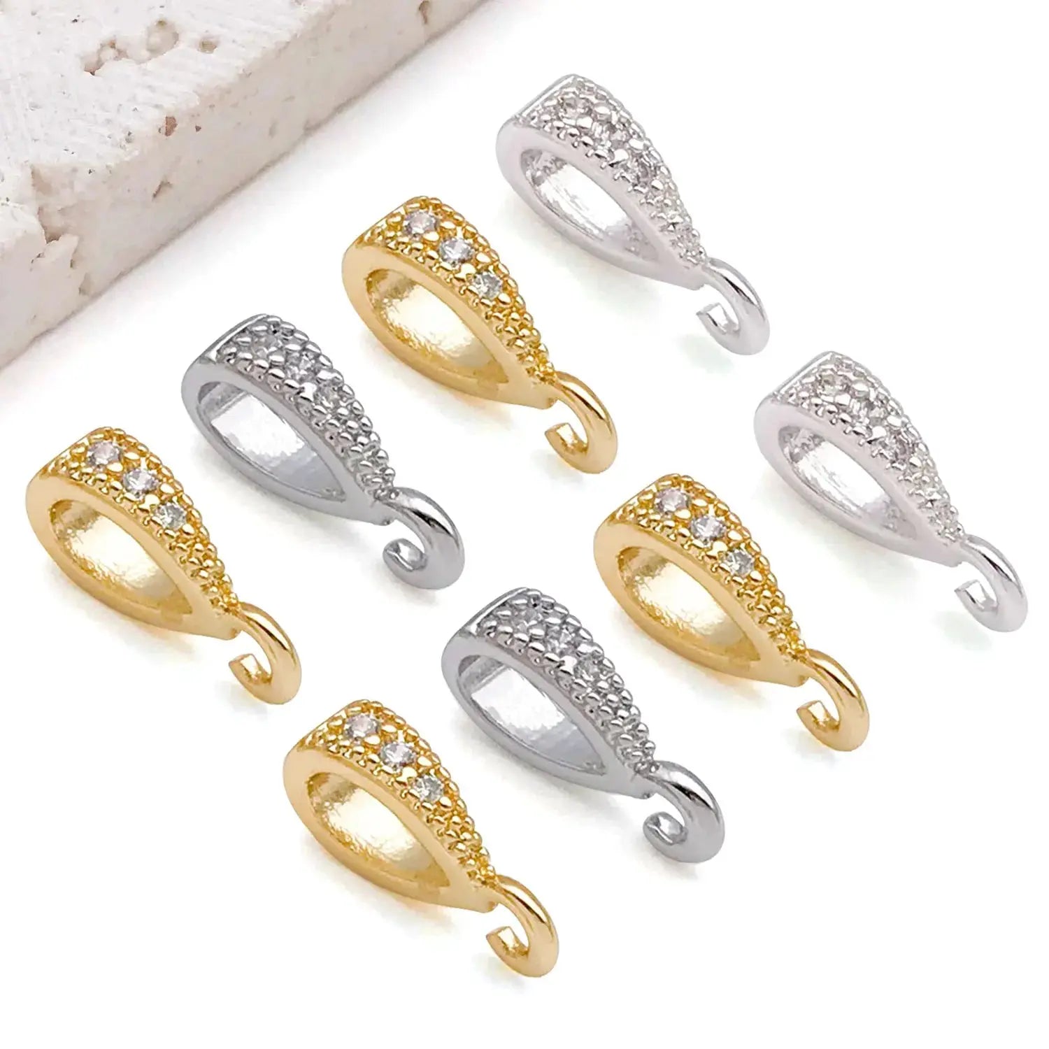 5pcs 18K Real Gold Plated Brass Melon Seed Buckle Connectors, Inlaid Zircon For DIY Bracelet Necklace Jewelry Making Accessories Aurexia off
