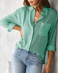 2025 New Striped Oversized Cotton Top, Elegant Lapel Long Sleeve Loose Casual Blouse for Women Aurexia off
