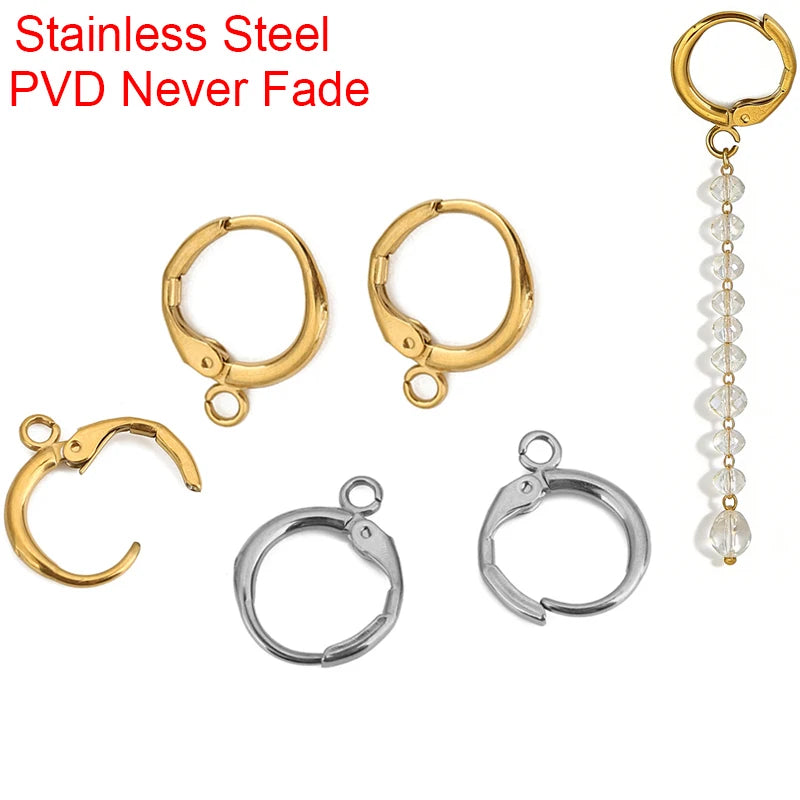 10pcs 12mm Hypoallergenic Earrings Hooks Clasps PVD Never Fade Stainless Steel Earrings Making  Diy Jewelry Accessories Findings Aurexia off