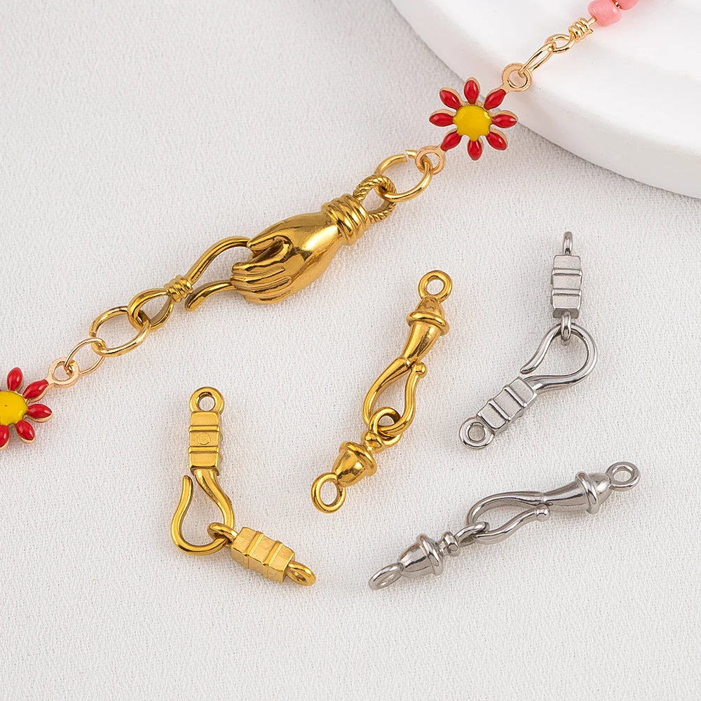2pcs Stainless Steel Gold Plated Hand-Shape Boat Anchor S-shaped Connection Buckle for DIY Bracelet Clasps Jewelry Accessories Aurexia off