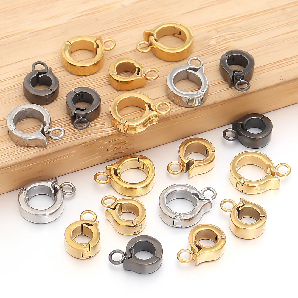Stainless Steel Necklace Clasp Round Versatile Connection Buckles for Bracelet Earring Pendants Hooks Jewelry Making Supplies Aurexia off