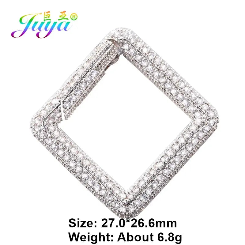 Juya Handmade Zirconia 18K Gold Plated Decorative Copper Pendant Carabiner Screw Bolt Lock Clasps For DIY Punk Jewelry Making Aurexia off
