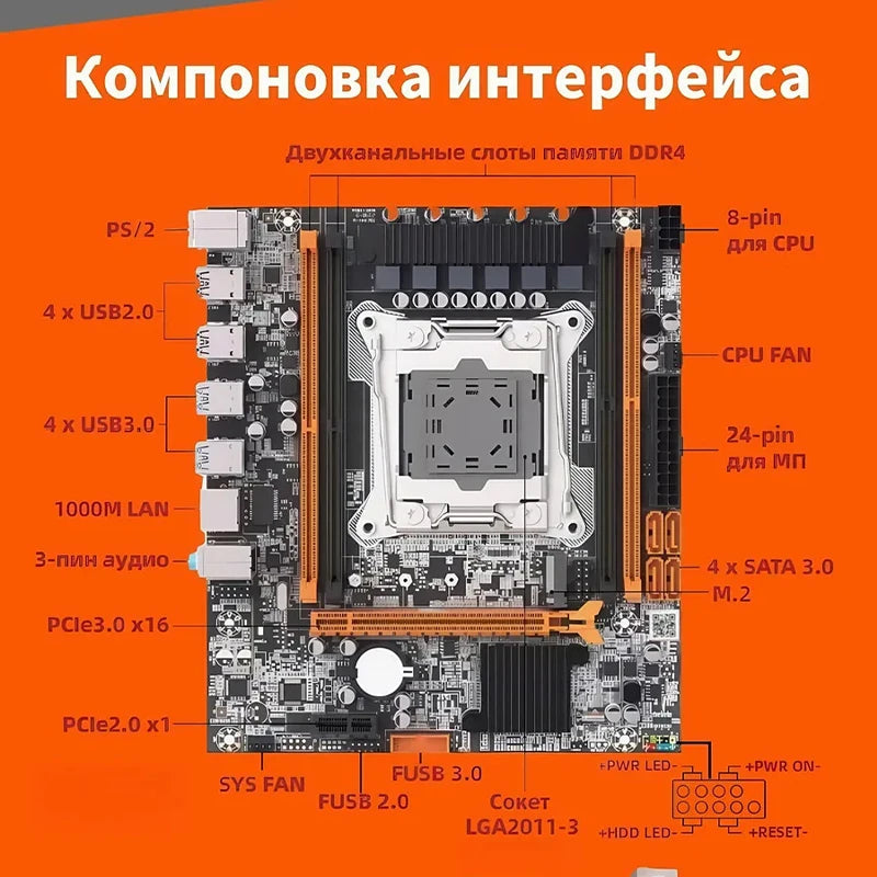 X99 motherboard LGA2011-3 V3/V4 CPU DDR4 PC/REG ECC RAM NVME/NGFF M.2 C612 Chip SATA3.0 USB3.0 PCIE3.0 16X Slot PS/2 Aurexia off