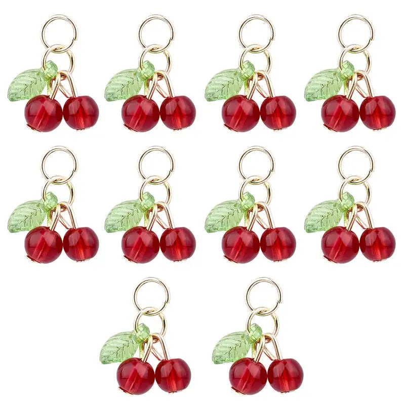 10Pcs/lot Fashion Delicious Red Cherry Keychain Summer Fruit Cherries Pendant Keyring For Women Men Jewelry Bag Accessories Gift Aurexia off