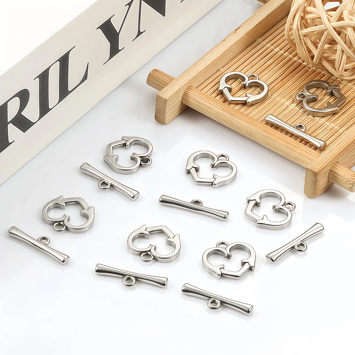 2 Sets Stainless Steel OT Clasp Heart Toggle Clasps Buckle Connector for Necklaces Bracelets Hook DIY Jewelry Making Accessories Aurexia off