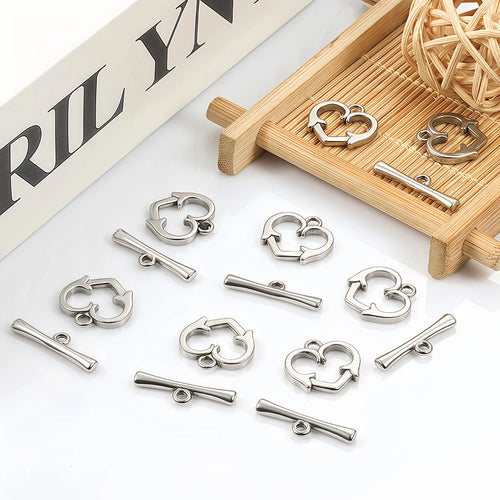 2 Sets Stainless Steel OT Clasp Heart Toggle Clasps Buckle Connector for Necklaces Bracelets Hook DIY Jewelry Making Accessories Aurexia off