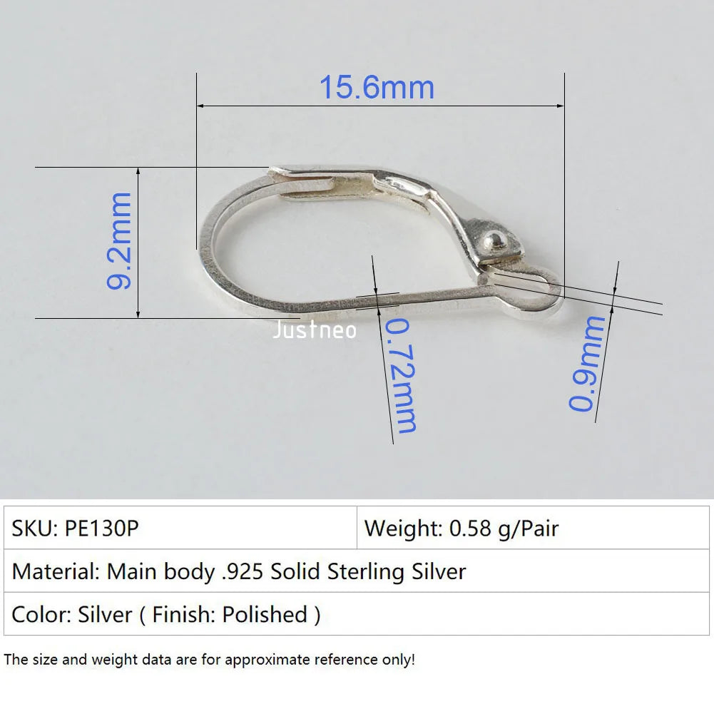 Solid 925 Sterling Silver Hinged French Leverback Eearwire Hook Findings , snap hook for Earring Jewelry DIY Aurexia off