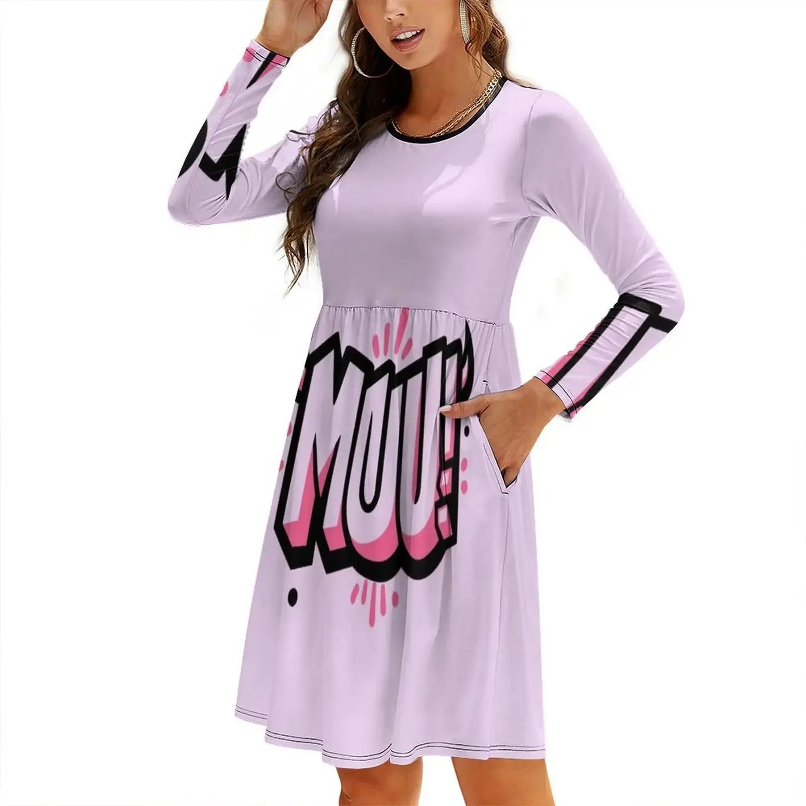 Moo!! Korean Style Casual Dress For Women Simple Daily Office Lady Dresses Letters Graffiti Bull Pink Black 90 S Evening Dress Aurexia off