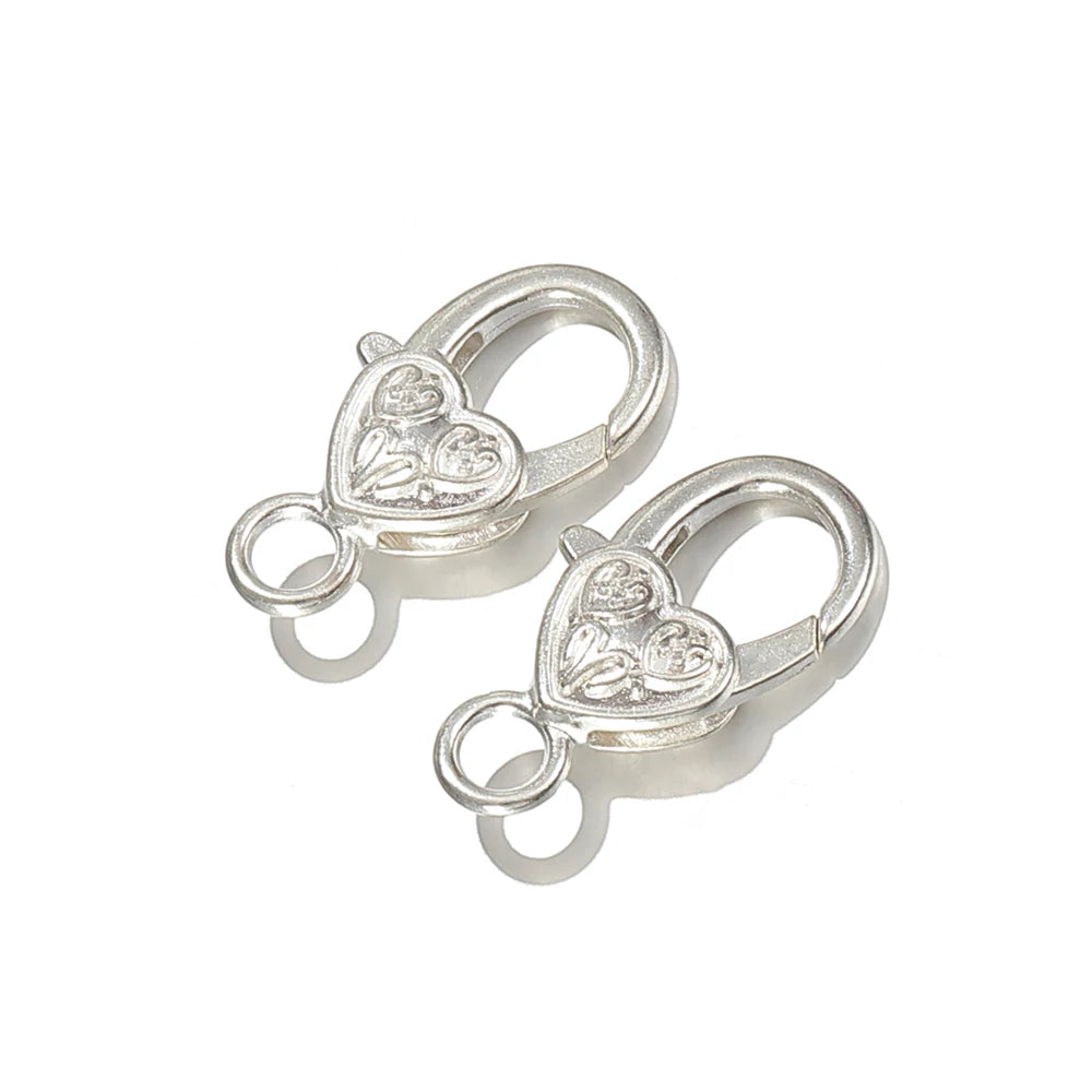 10pcs Metal Heart-Shaped Lobster Clasp Connectors Vintage Engraved Heart Alloy Keychains for DIY Pendant Jewelry Making Aurexia off