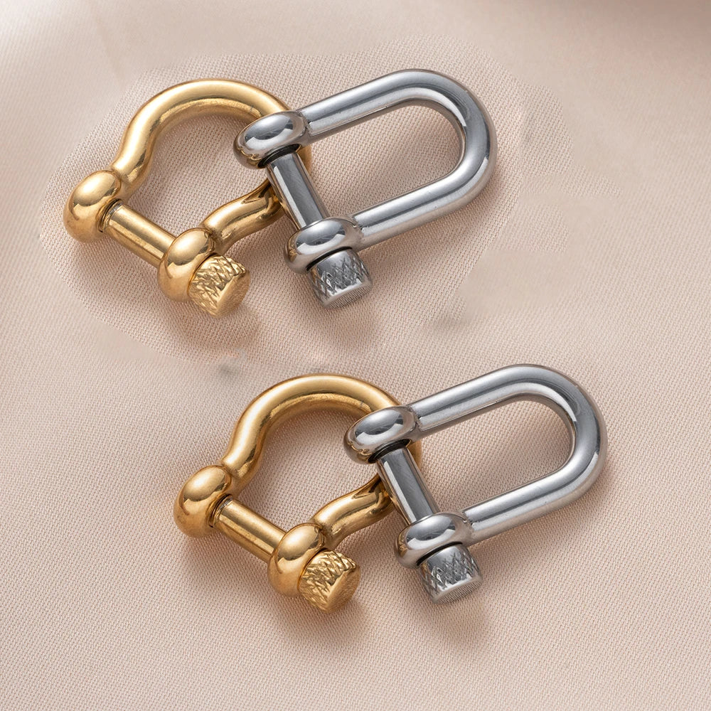 1pcs 304 Stainless Steel D-Ring Anchor Shackle Clasps Screw Lock Bow Horseshoe Buckle for DIY Bracelets Purse Jewelry Making Aurexia off