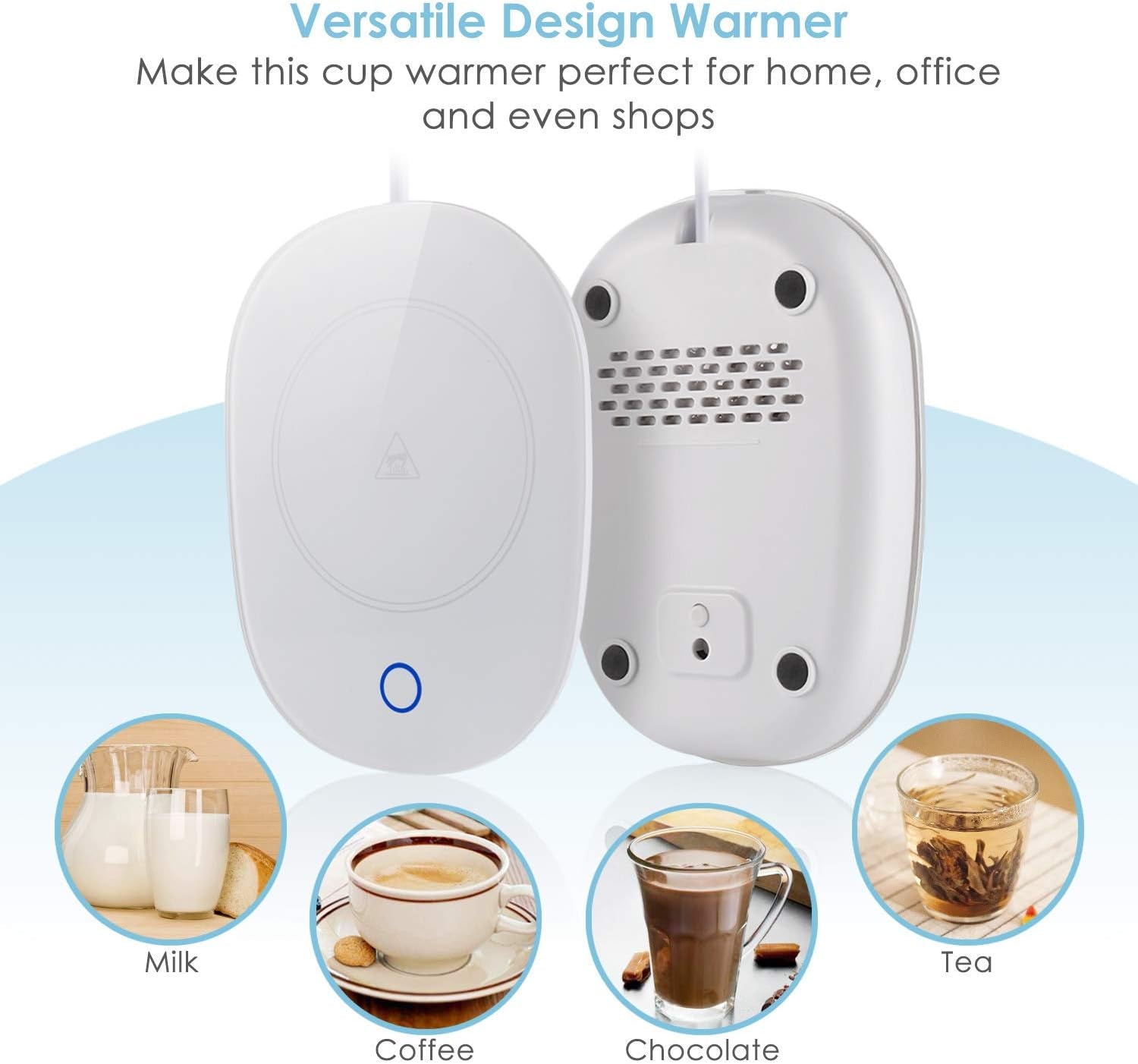Coffee Mug Warmer for Desk with Auto Shut Off, Coffee Cup Warmer for Desk Office Home, Electric Beverage Warmer Plate for Coffee Tea Milk and Cocoa, White