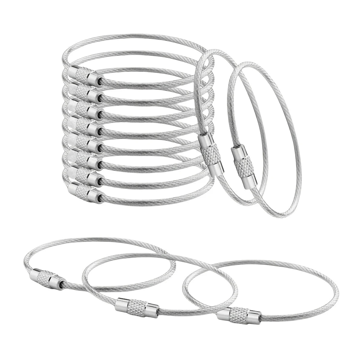 5/15/25/40Pcs Extendable Wire Keychain Cable Large Keyrings Luggage Tags Loops Holder ID Tag Keeper for DIY Key Ring Crafts Gift Aurexia off