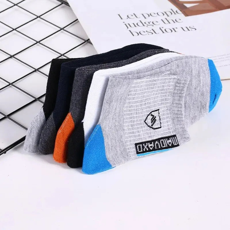 5 Pairs Apring And Fall Mens Sports Socks Summer Leisure Sweat Absorbent Comfortable Thin Breathable Basketball Meias Aurexia off