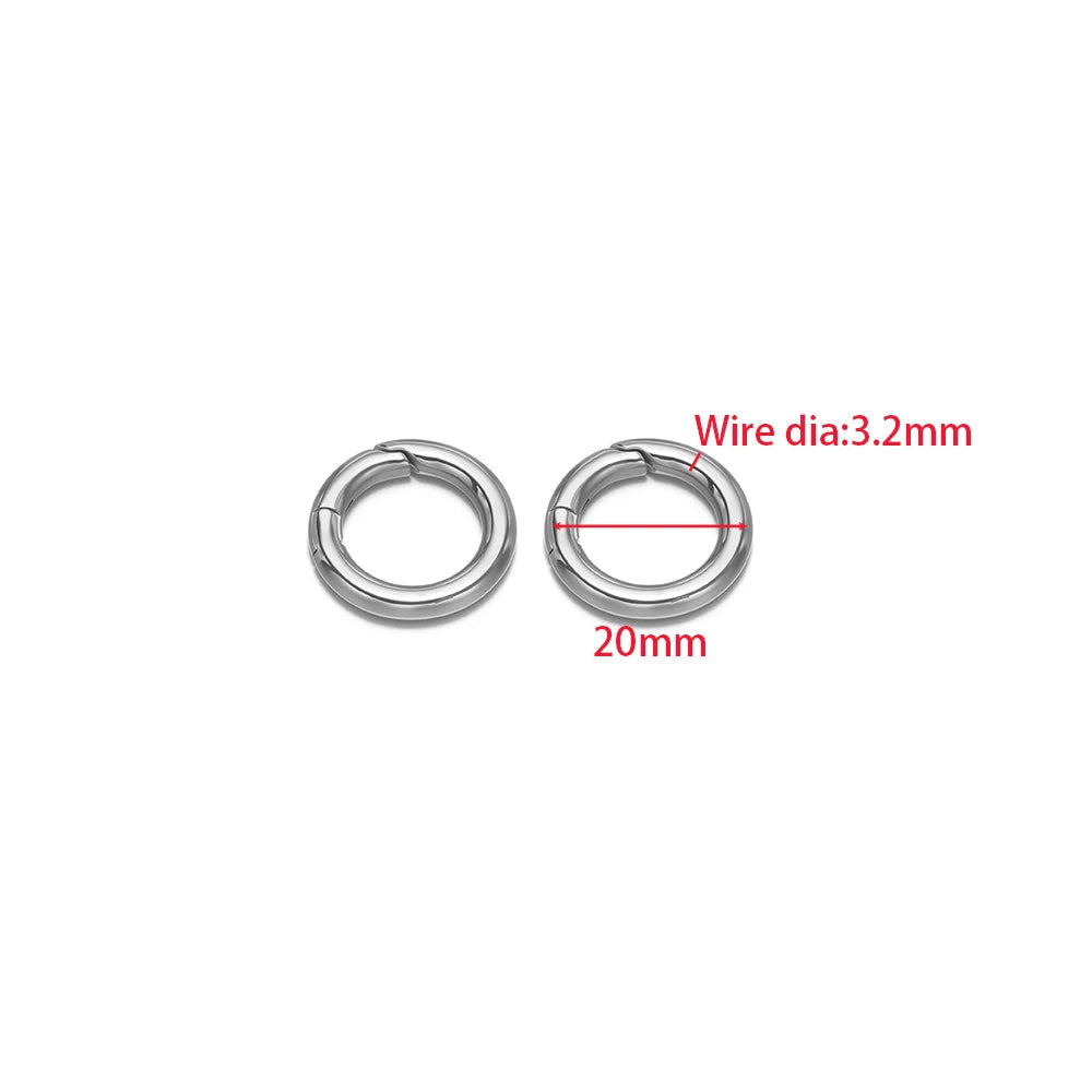 2Pcs/Lot Round Spring Clasps Stainless Steel Gold Plated Keyrings Buckles Connectors for DIY Jewelry Bag Hooks Making Components Aurexia off