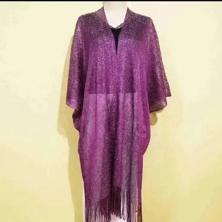 Tassel Gold Bikini Cover Up Sexy Beach Dress Tunics for Women Beachwear Summer cover-ups kaftan Evening Dress Shawls Aurexia off