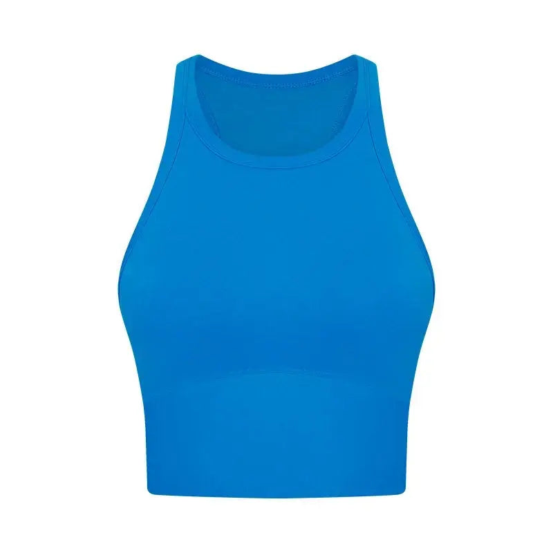 Built-in chest patch, high-end women's yoga vest, nude feel Leica gym exercise sports bra, hanging neck style Aurexia off