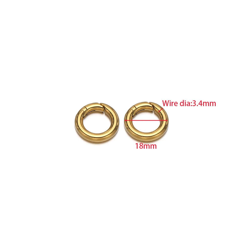 2Pcs/Lot Round Spring Clasps Stainless Steel Gold Plated Keyrings Buckles Connectors for DIY Jewelry Bag Hooks Making Components Aurexia off