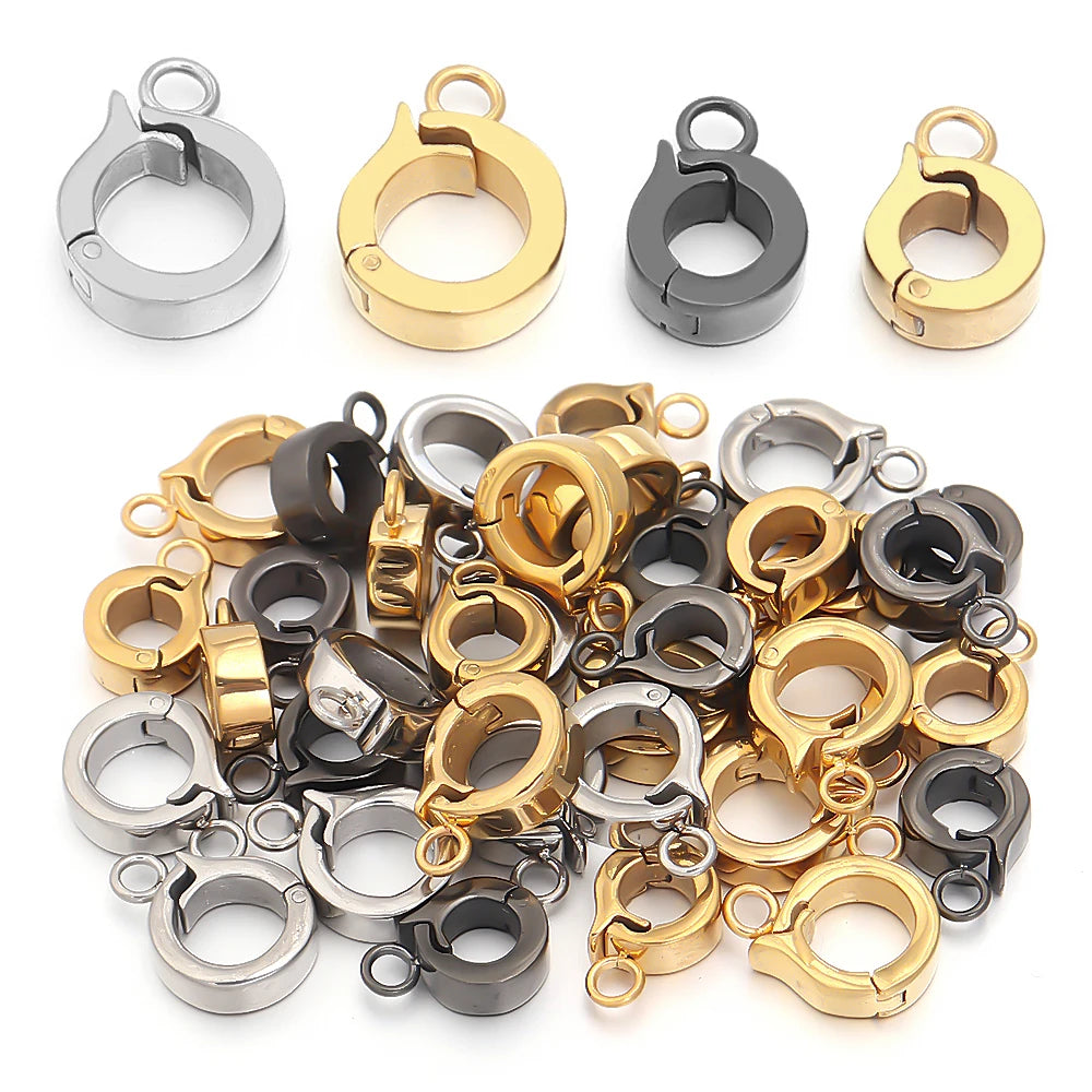Stainless Steel Necklace Clasp Round Versatile Connection Buckles for Bracelet Earring Pendants Hooks Jewelry Making Supplies Aurexia off