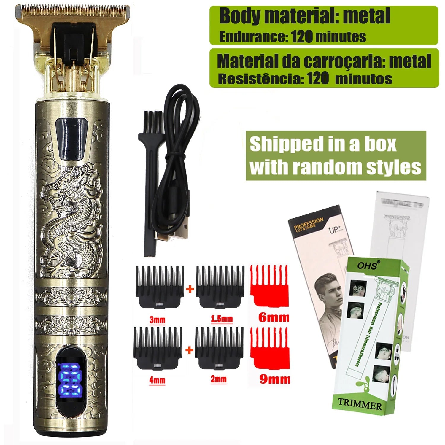 OHS Rechargeable  Vintage T 9 Cordless Hair Cutting Machine Electric Shaver For Man Hair Clipper Barber Trimmer Beard Razors Aurexia off