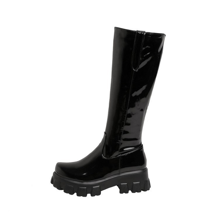 Warm Fur Women's Knee High Wedge Heel Lace Up Boots Aurexia off