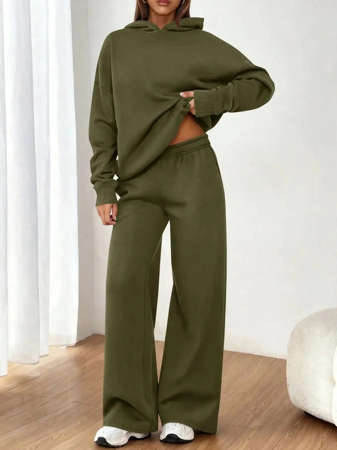 Women's 2 Piece Sweatsuit Set Casual Long Sleeve Hoodie Loose Wide Leg Sweatpants Aurexia off