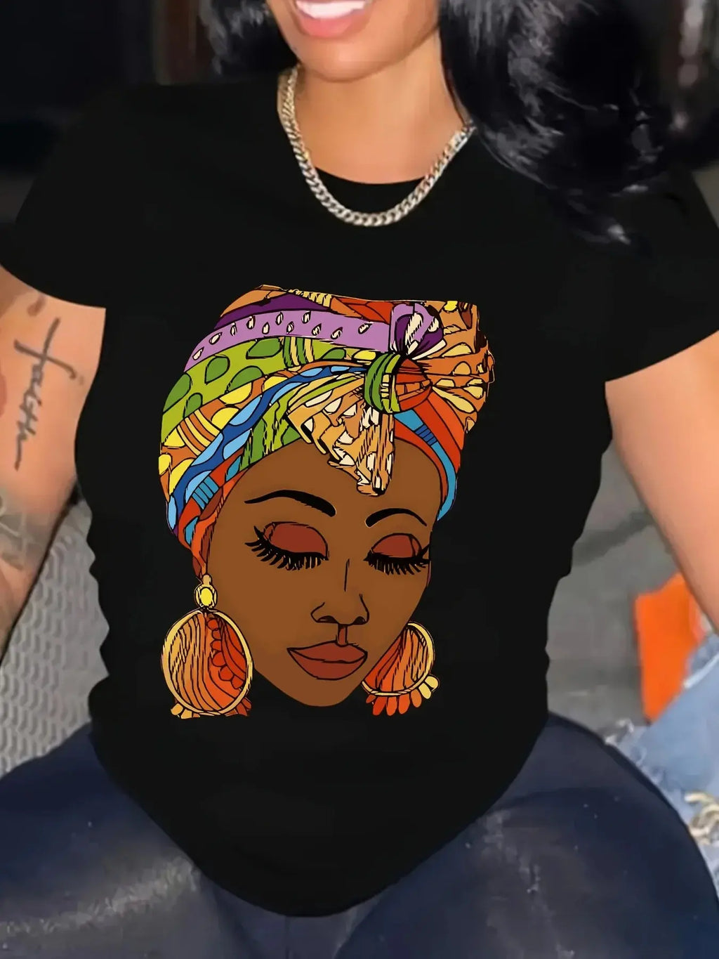 Black Casual Short-Sleeve T-Shirt Aurexia off