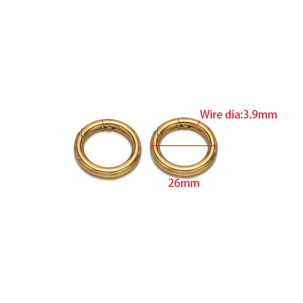 2Pcs/Lot Round Spring Clasps Stainless Steel Gold Plated Keyrings Buckles Connectors for DIY Jewelry Bag Hooks Making Components Aurexia off