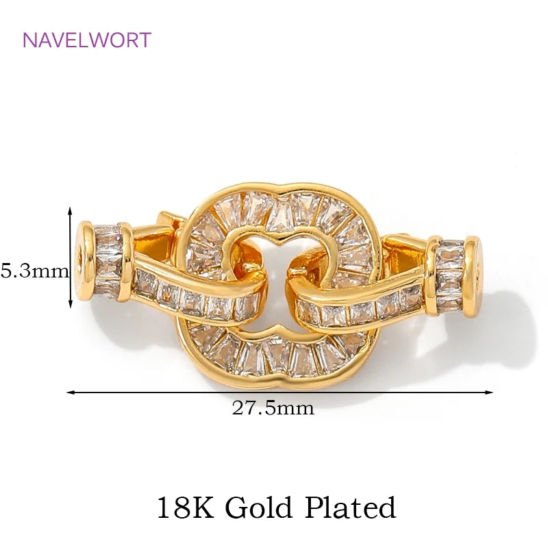 Luxury 18K Gold Plated Connectors Clasps,With Zircon Locks Clasps,Fasteners For Bracelet,DIY Necklaces Jewelry Making Findings Aurexia off