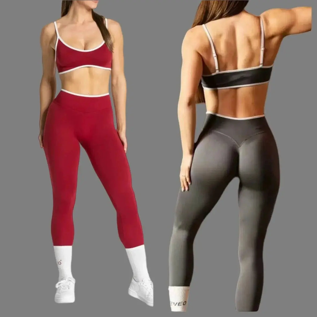 Women's 2-Piece Color Block Yoga Set: Camisole Bra & Seamless Fitted Leggings, Suitable for Fitness and Exercise Aurexia off