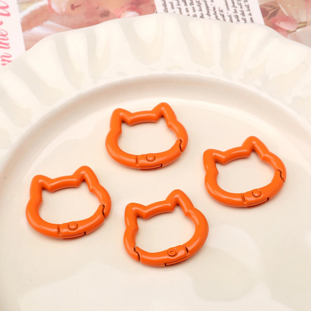 1pc/bag Alloy Spring Clasps Colorful Cute Cat Shape Spring Ring Carabiner Clips For DIY Keyring Lanyard Keychain Making Findings Aurexia off