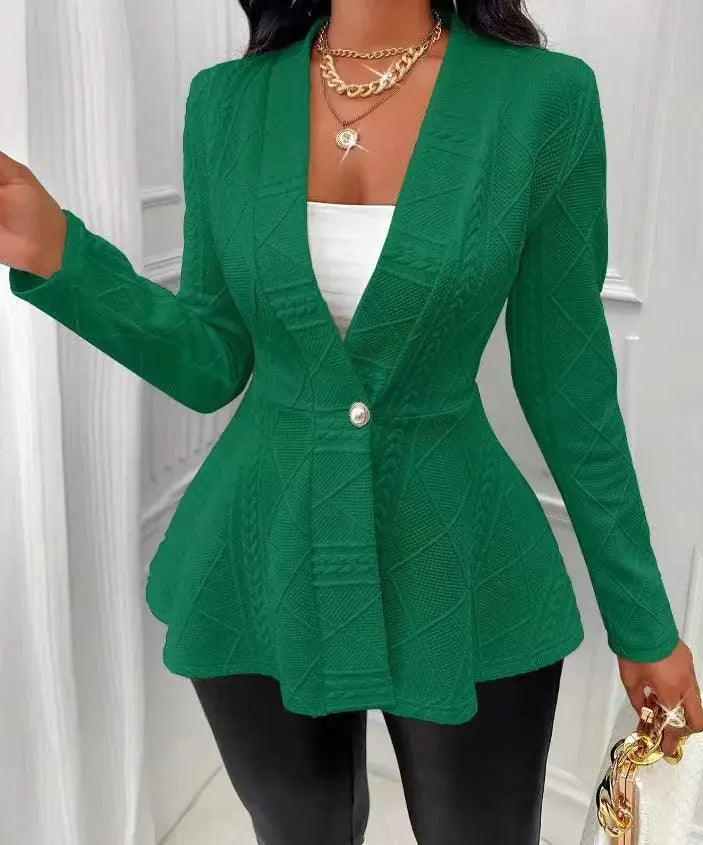 2026 European and American women's thick jacquard textured single-button slim-fit long-sleeve jacket vacation-style women's wear Aurexia off