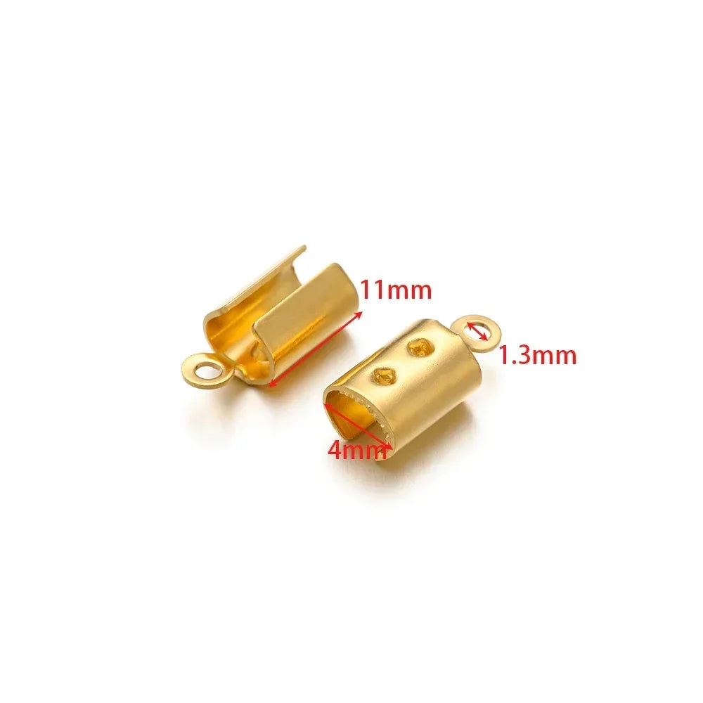 50pcs Stainless Steel High Quality Crimp End Beads Caps Leather Cord Clips for DIY Jewelry Making Necklace Connectors Supplies Aurexia off