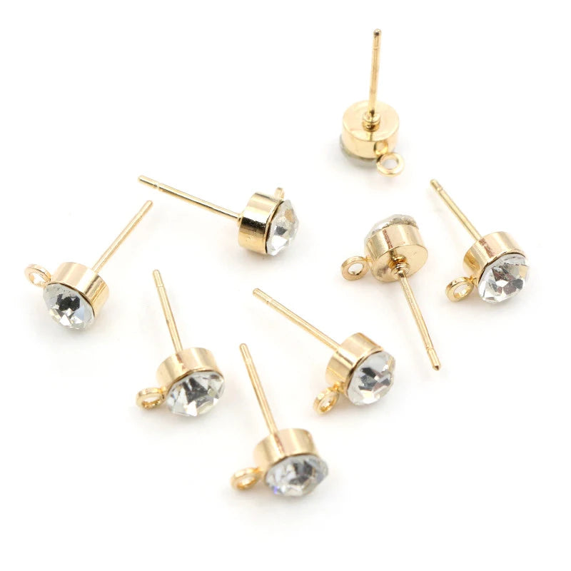 50pcs Stud Earrings Pins with Zircon 4/5/6mm Rhinestone Basic Earring Studs DIY Jewelry Making Accessories Findings Aurexia off