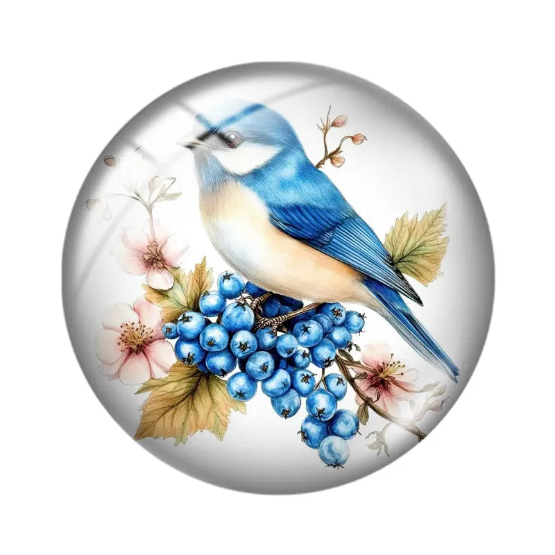Blue Delft Birds Clipart  12mm/18mm/20mm/25mm Round Photo glass cabochon demo flat back Making findings Aurexia off