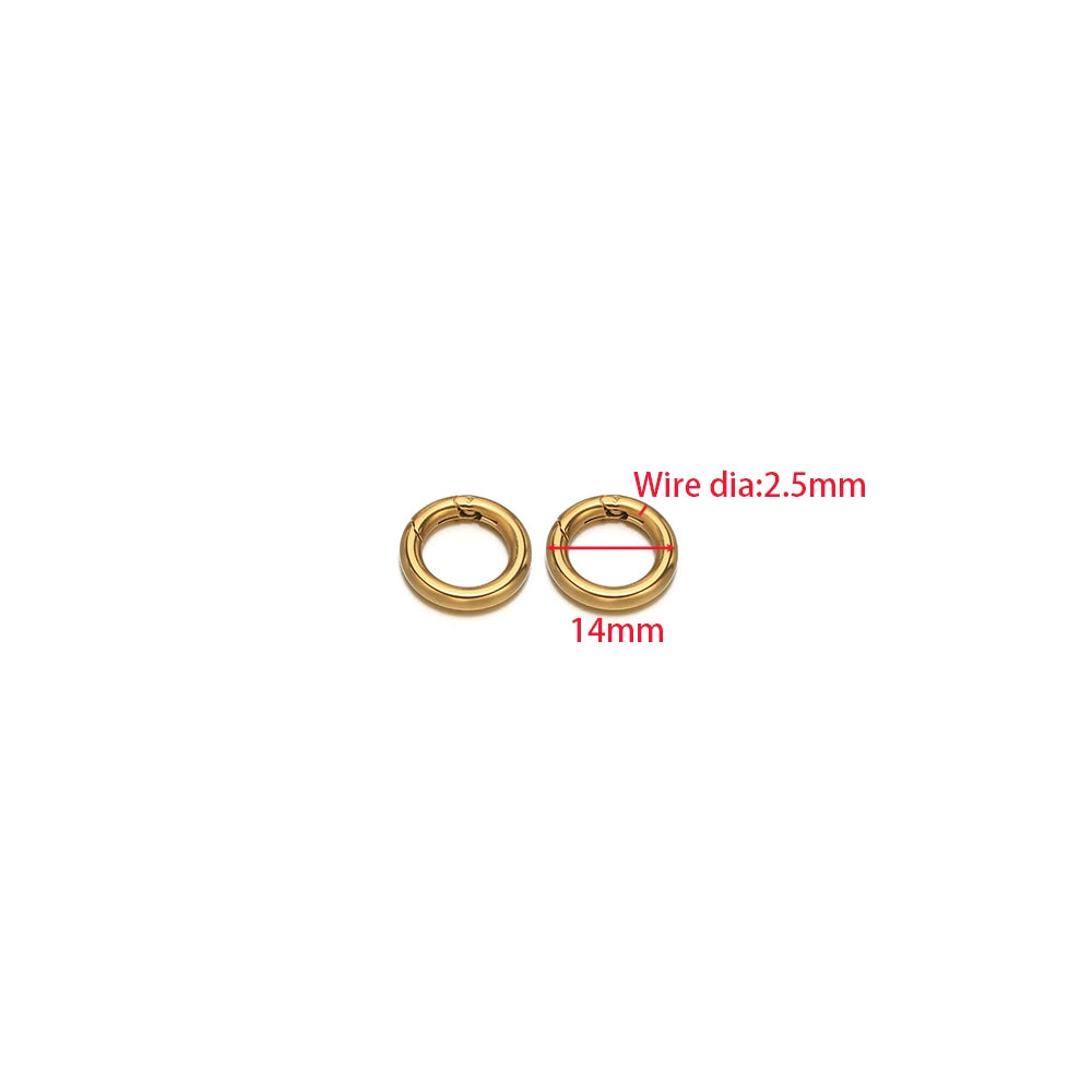 2Pcs/Lot Round Spring Clasps Stainless Steel Gold Plated Keyrings Buckles Connectors for DIY Jewelry Bag Hooks Making Components Aurexia off
