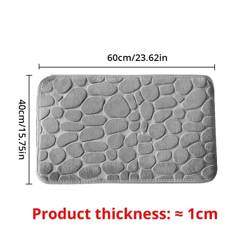 1pc Memory Foam Embossed Velvet Carpet Bathroom Living Room Non-Slip Mat Cobblestone Floor Mat Home Furnishings Aurexia off