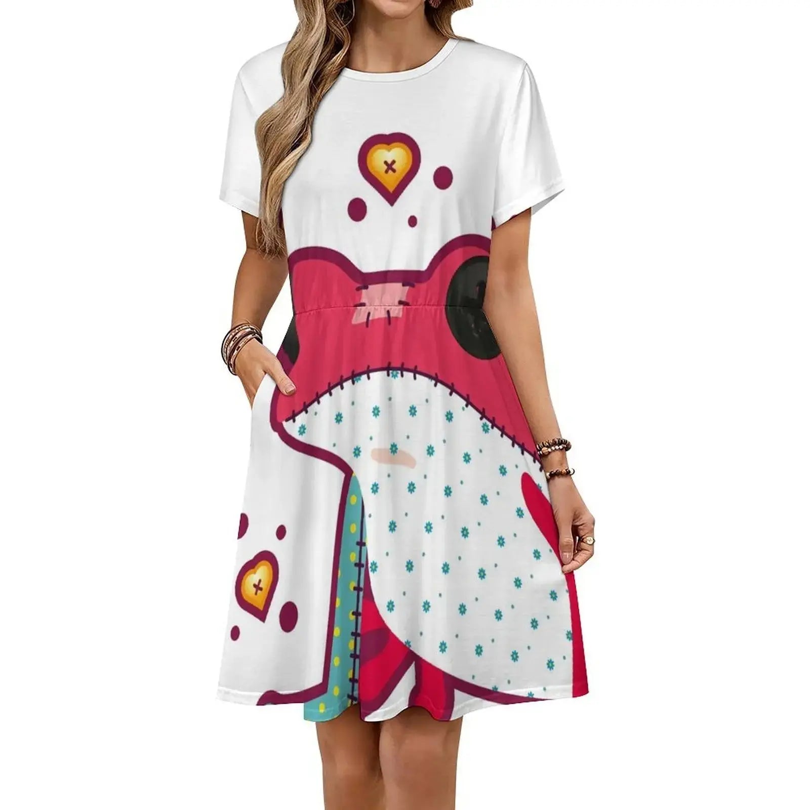 Ragdoll Frog Bohemian Sleeveless Dress Multi-Print Beach Vacation Party Dress Ragdoll Doll Festive Season Toys Women's Clothing Aurexia off