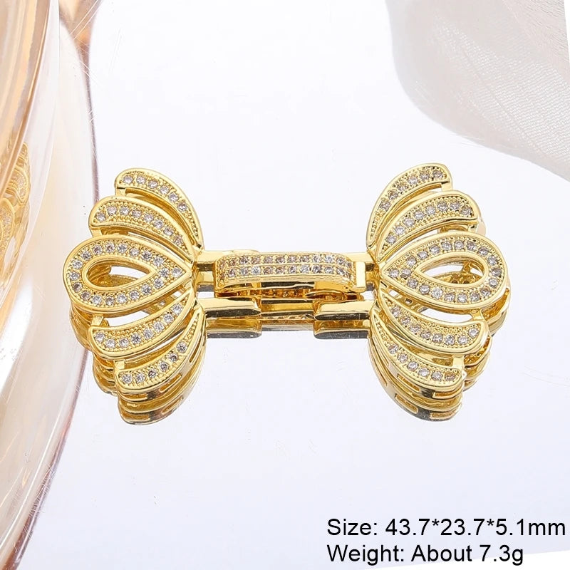 Juya DIY Copper 18K Gold Plated Pendant Connector Fastener Buttob Lock Clasps For Needlework Natural Stone Pearls Jewelry Making Aurexia off
