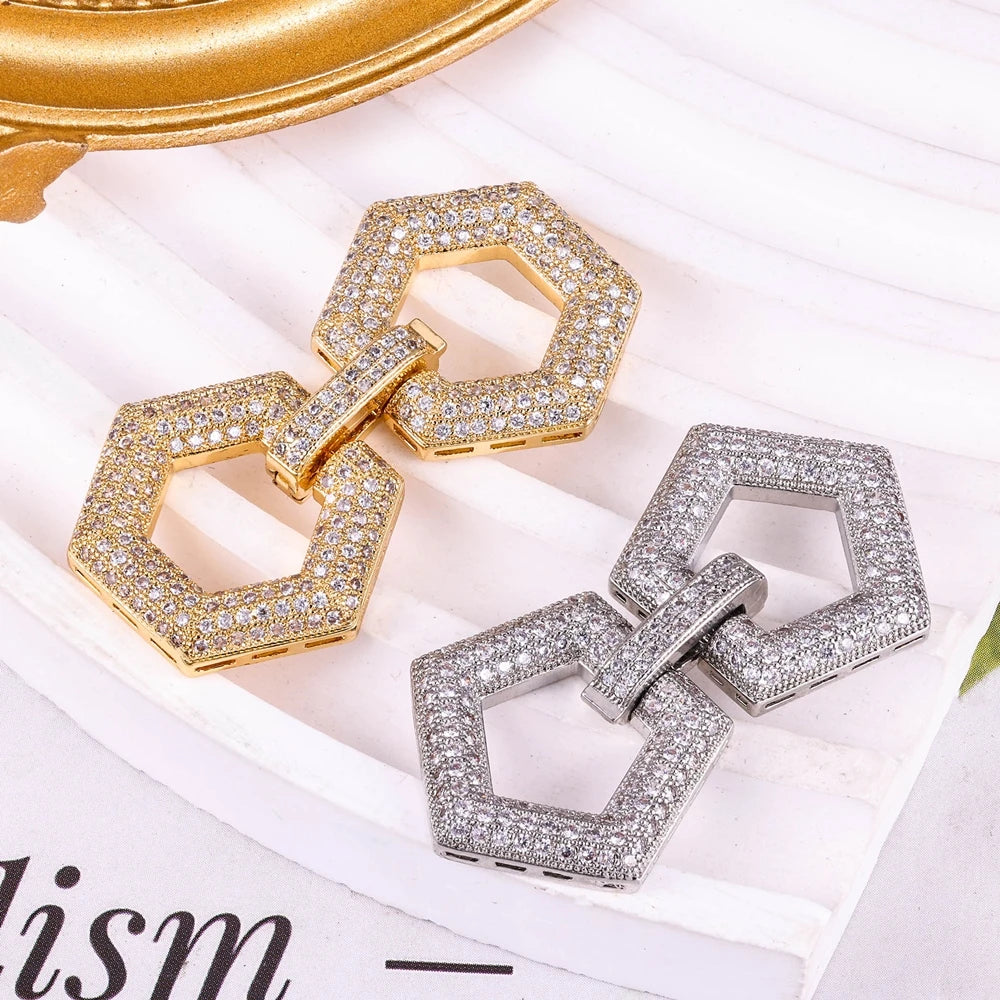 Juya DIY Copper 18K Gold Plated Pendant Connector Fastener Buttob Lock Clasps For Needlework Natural Stone Pearls Jewelry Making Aurexia off