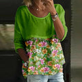 Women's Casual Floral Print 3/4 Sleeve Blouse Loose Fit Crew Neck Tunic Tops Lady's Top Shirts Aurexia off