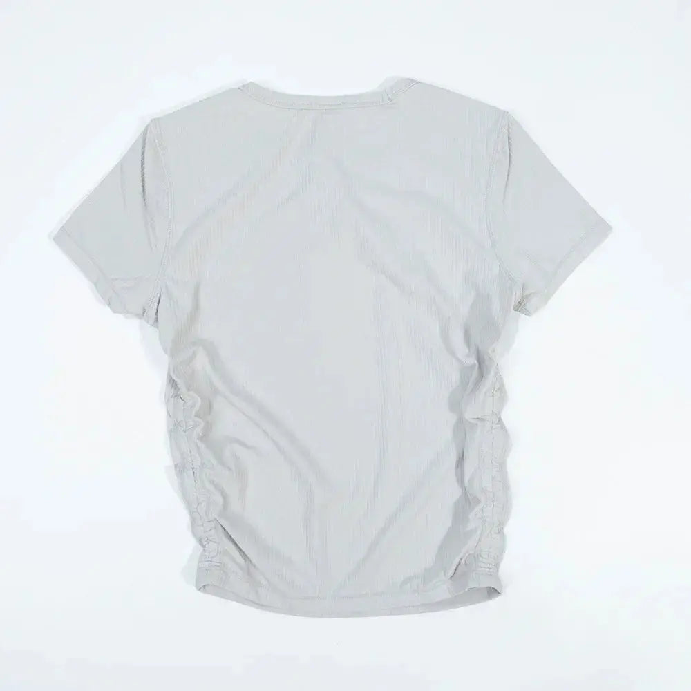 Ribbed Tight Shirt Sexy Waist Shaping Cropped Top Short Sleeve Shirts Women Gym T-shirt Breathable Yoga Clothes Aurexia off