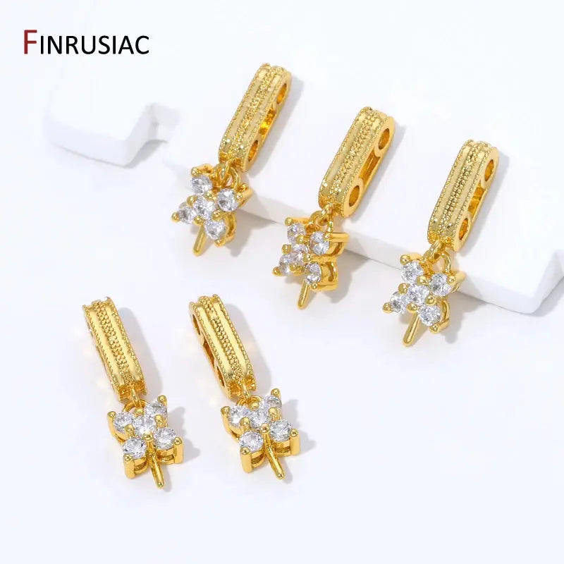 18K Gold Plated Brass Rectangle Pendant Bails,Inlaid Zircon Pearl Pendant Mounting End Caps Peg Bails,DIY Jewelry accessories Aurexia off