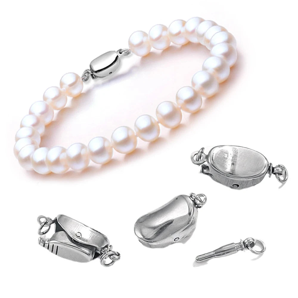 5 Pcs Titanium Steel Necklace Buckles Stainless Steel Saddle Buckle Non Rusting DIY Pearl Necklace Connecting Jewelry Making Aurexia off