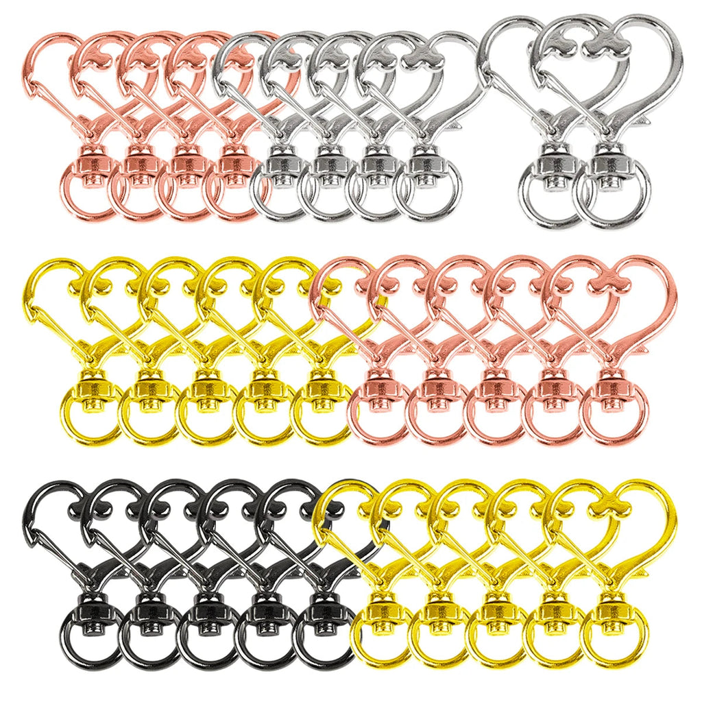 5/10/15/25/40/60Pcs Heart-Shaped Swivel Snap Hooks Metal Spring Snap Keychains Heart Clips Trigger for Lanyard Jewelry Charms Aurexia off