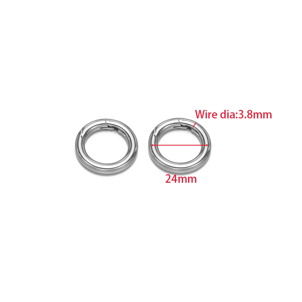 2Pcs/Lot Round Spring Clasps Stainless Steel Gold Plated Keyrings Buckles Connectors for DIY Jewelry Bag Hooks Making Components Aurexia off